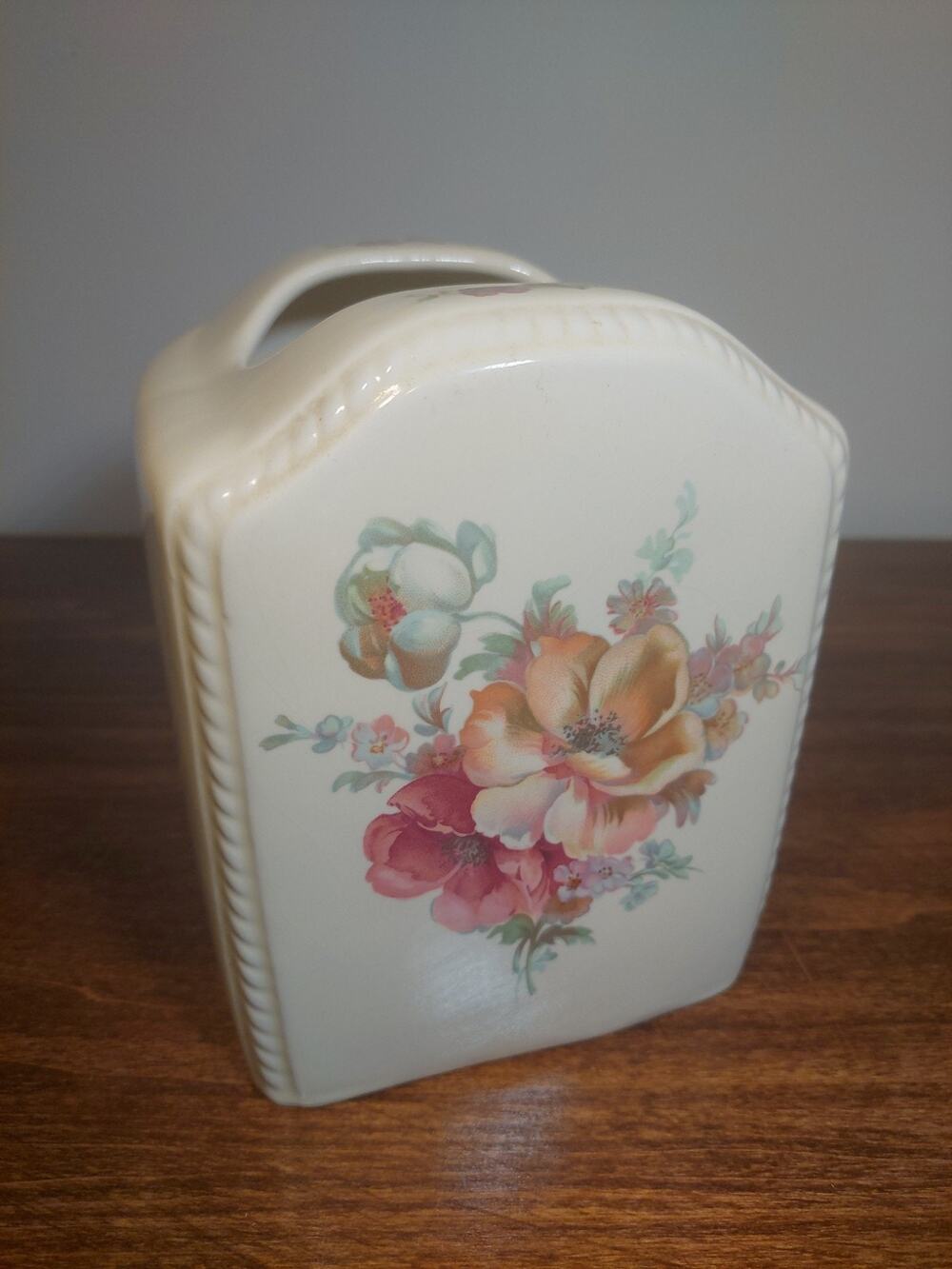 Vtg Athena Ceramic Floral Peonies Tissue Box Cover 90s Cottage Core Peony Roses
